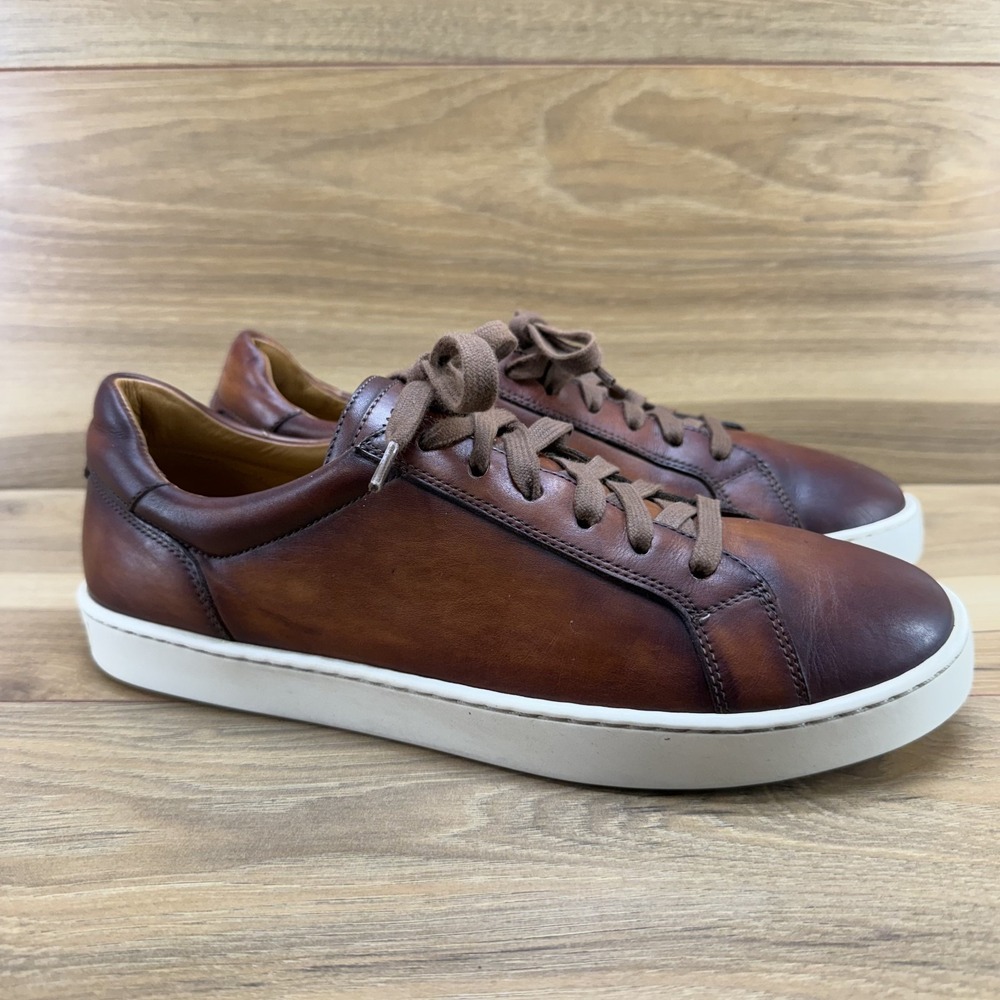 Magnanni Cote Sneakers Mens 8.5 Burnished Brown Leather Low Top Business Casual
